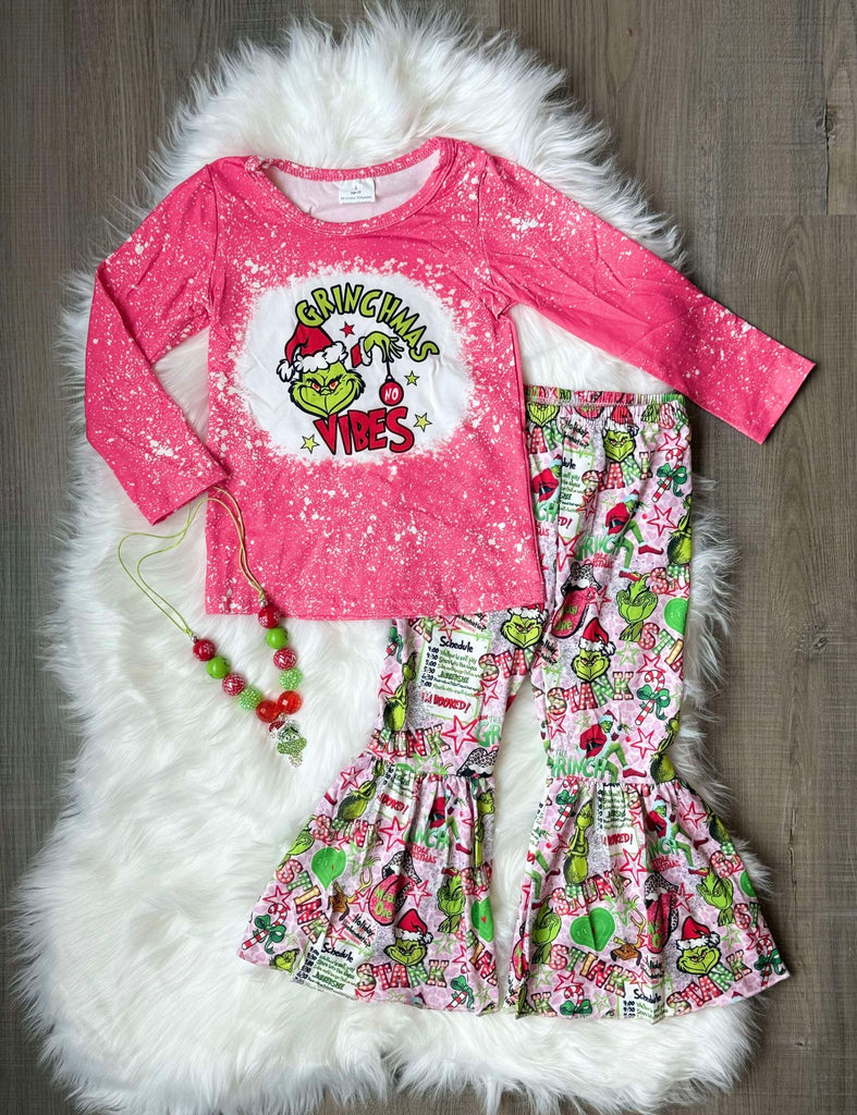Grinchmas Vibes Ruffle Pants Set