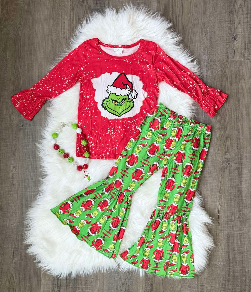 Grinch Red & Green Ruffle Set
