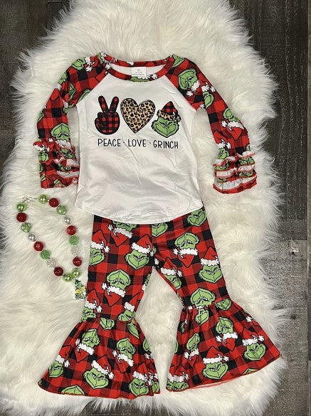 Grinch Peace Love Grinch Ruffle Set