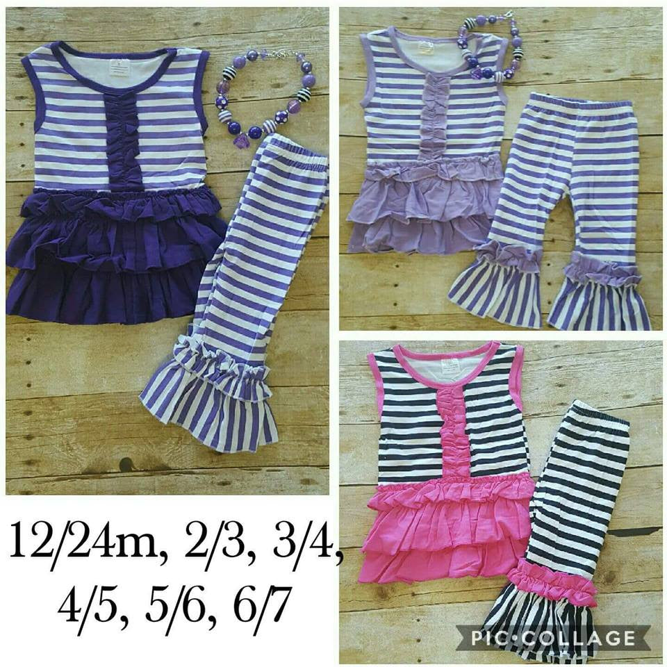 Striped Ruffle Capri set