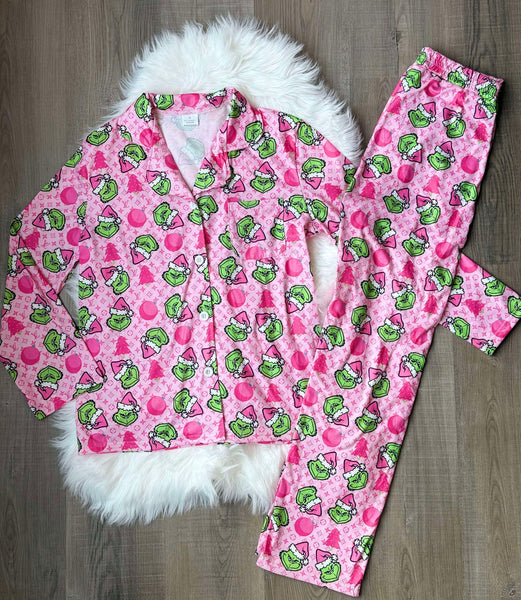 Grinch LV Inspired Mom and Me Pajamas
