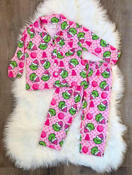 Grinch LV Inspired Mom and Me Pajamas