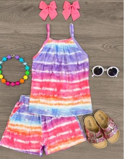 Tie Dye Striped Short set