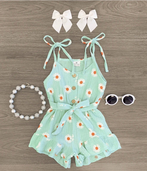 Mint Floral Romper