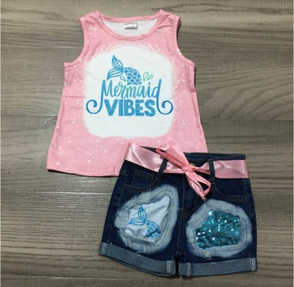 Mermaid Vibes Shorts set